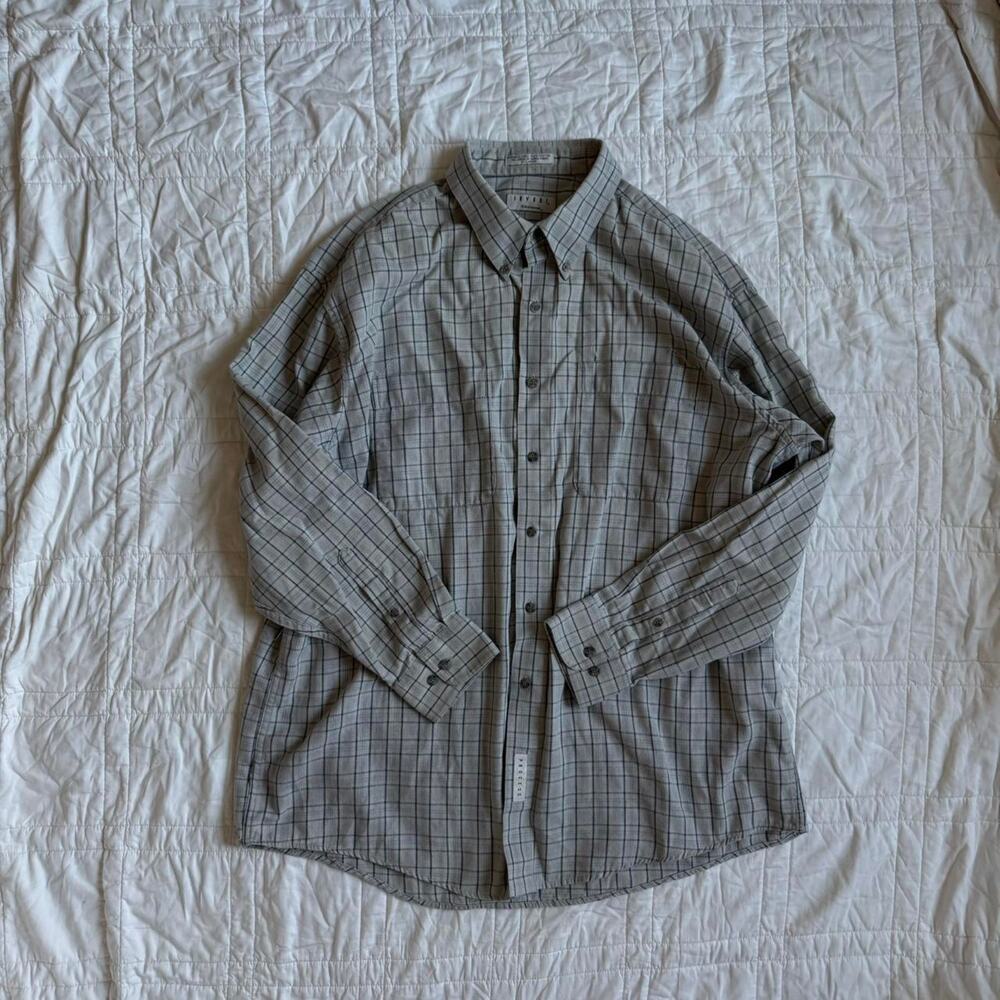 Vintage y2k flannel plaid button down oversized shirt savane‎ sz xl 100% cotton